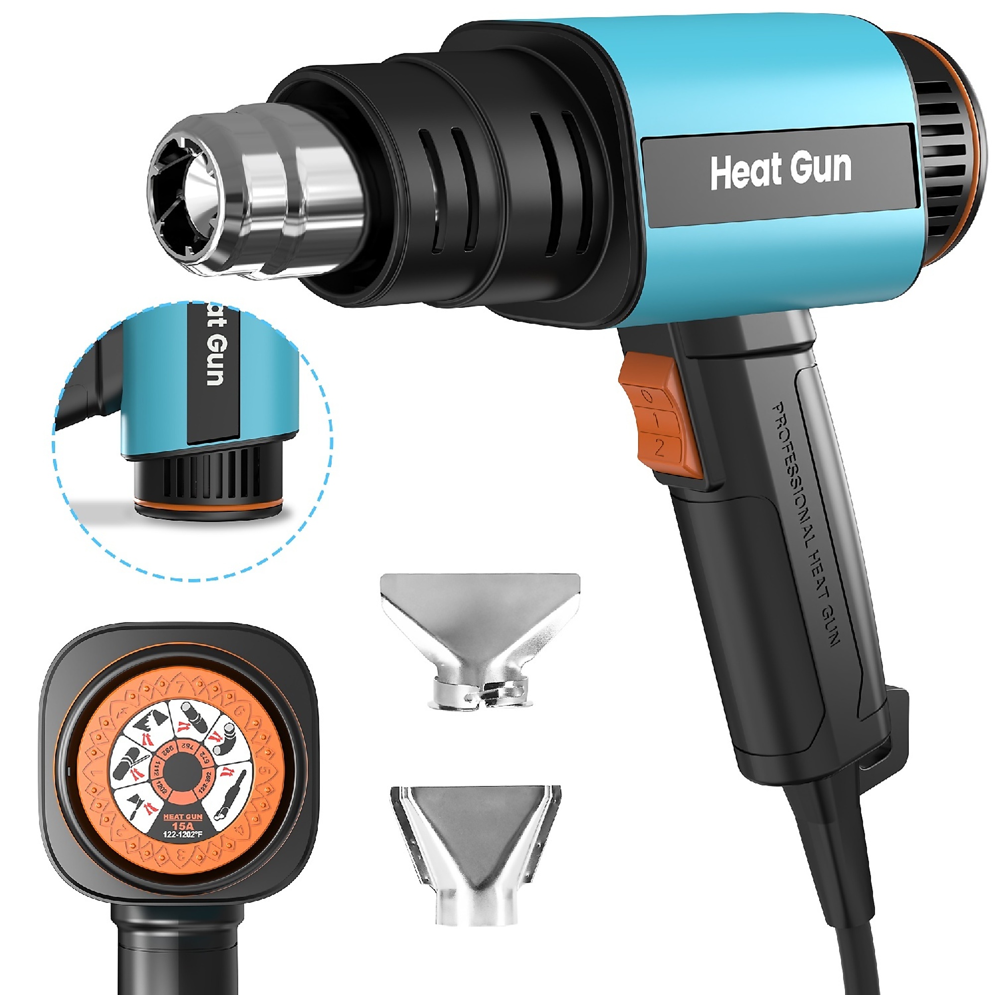 BlackTeck Corded Heat Gun — 1500W, Dual Modes, 120°F–1202°F Temp Control, Model# N2-8777DCA